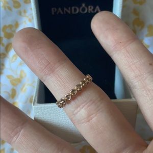Pandora bands of heart ring rose gold